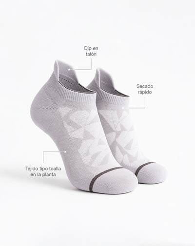 Medias deportivas mujer tobilleras cortas acolchadas grises