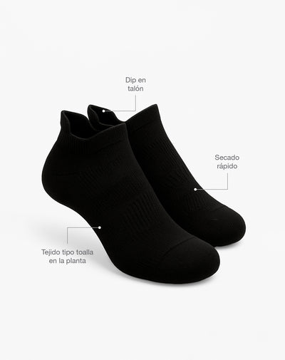 Medias deportivas mujer tobilleras cortas acolchadas negras