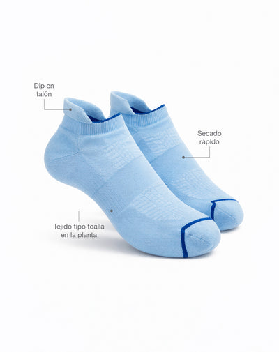 Medias deportivas hombre tobilleras cortas acolchadas azules