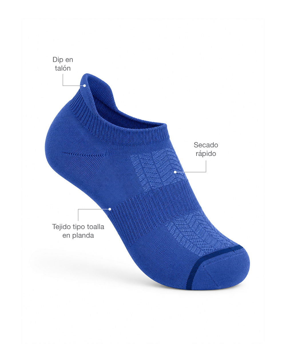 Medias deportivas hombre tobilleras cortas acolchadas azules
