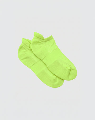 Medias deportivas hombre tobilleras cortas acolchadas verde neón