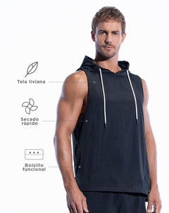 Chaleco deportivo hombre rompevientos negro