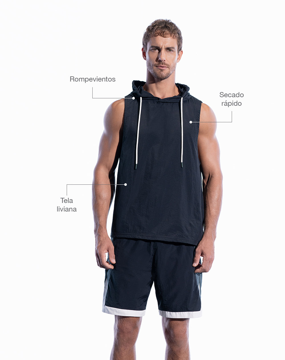 Chaleco deportivo hombre rompevientos negro