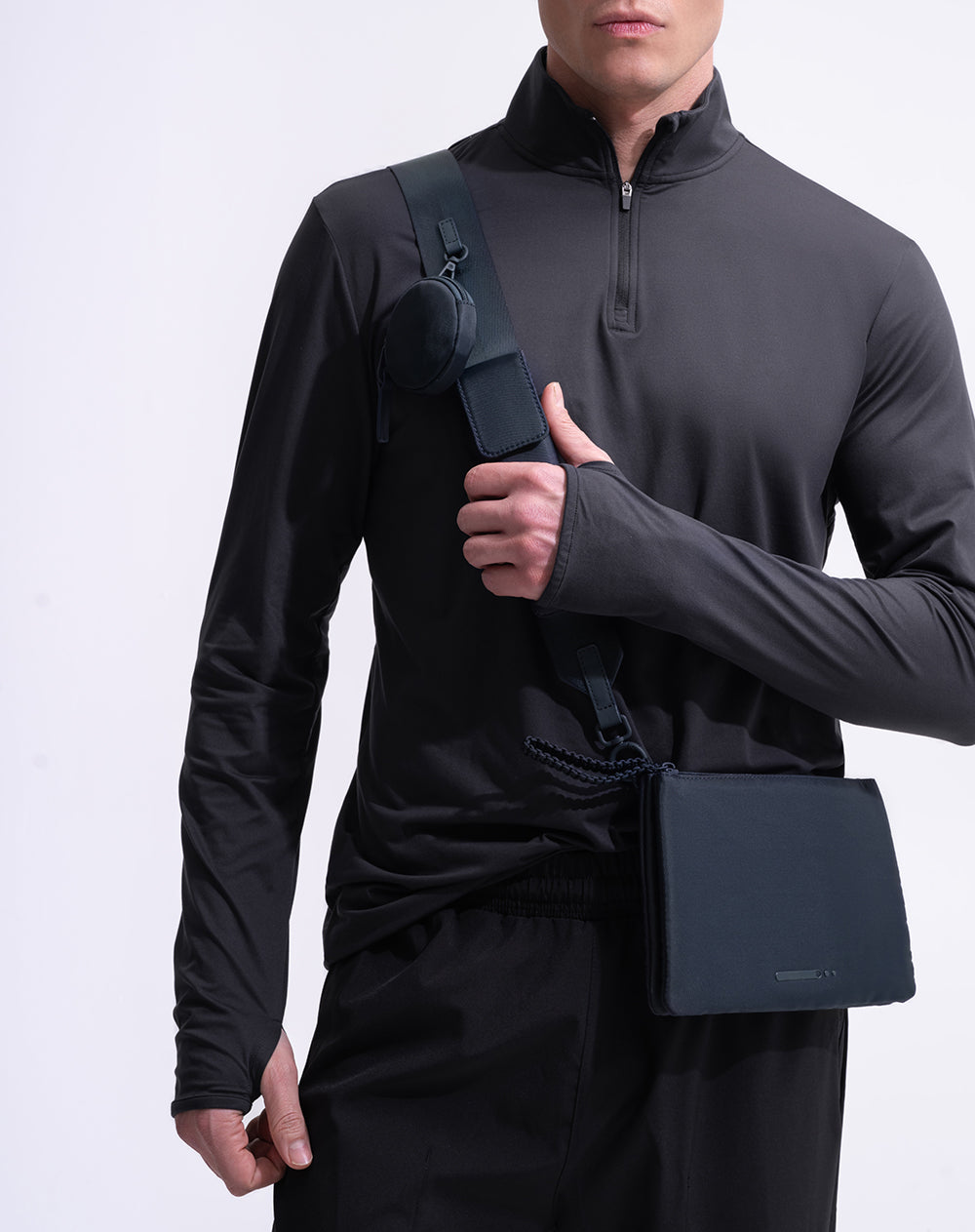 Bolso bandolera con pouch y monedero azul