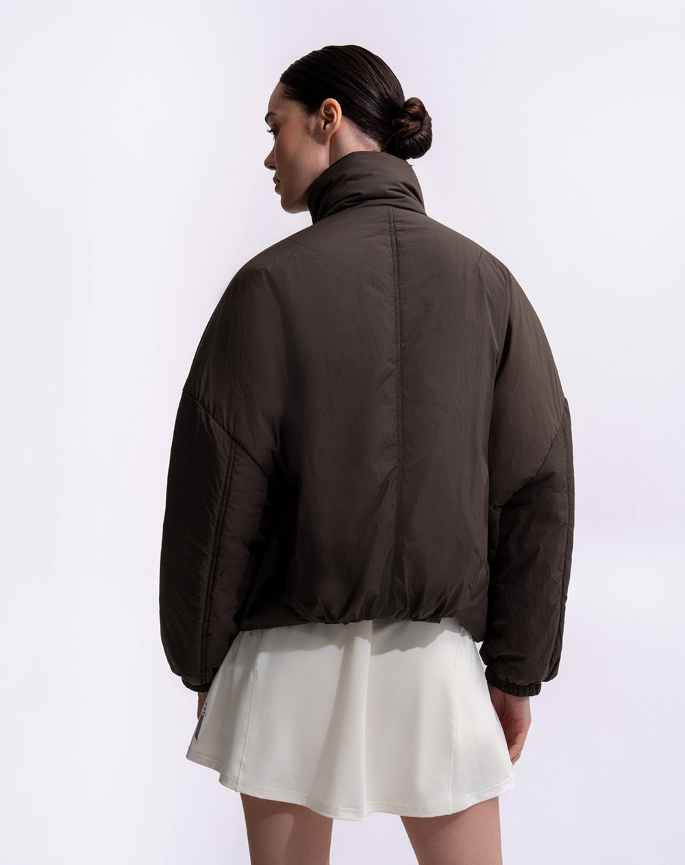 Chaqueta oversized fit sin capucha café