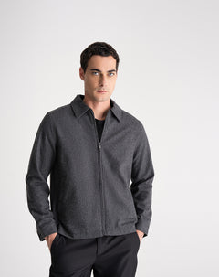 Chaqueta regular sin capucha gris hombre