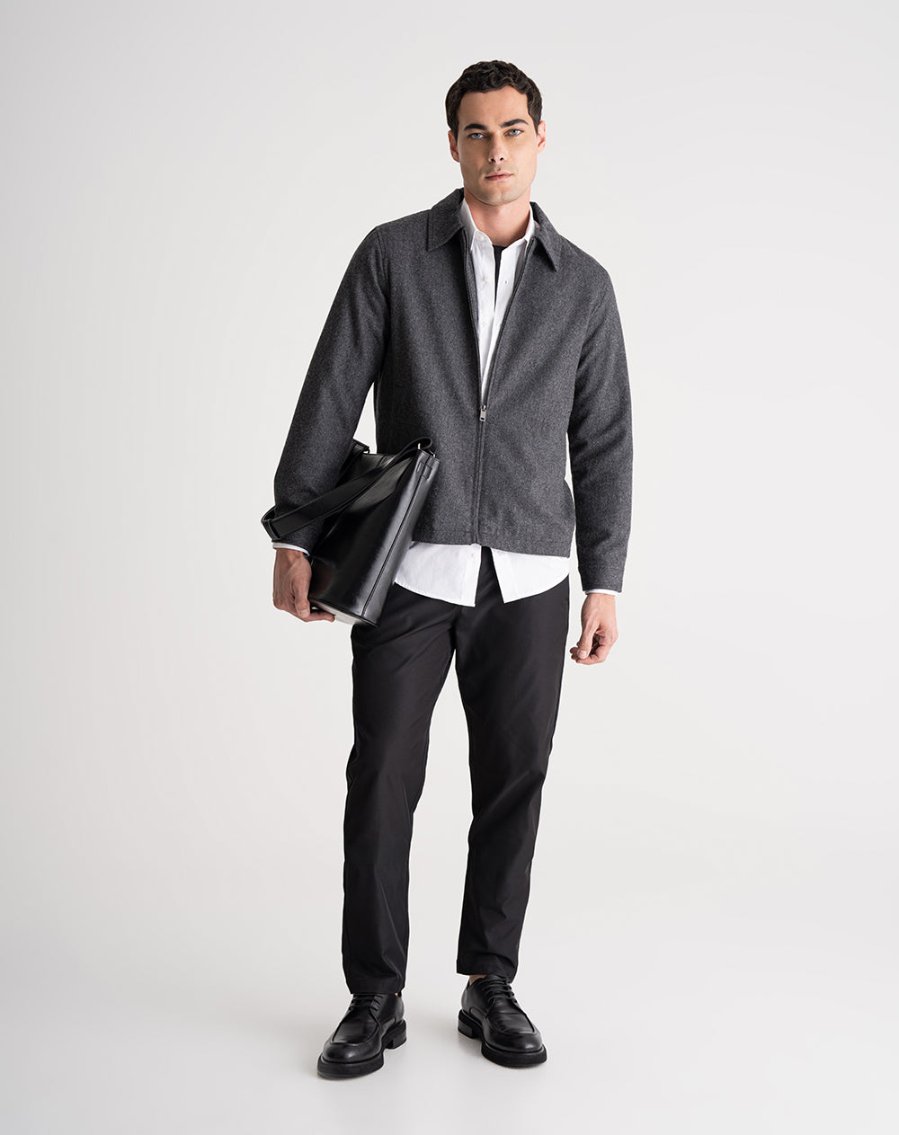 Chaqueta regular sin capucha gris hombre