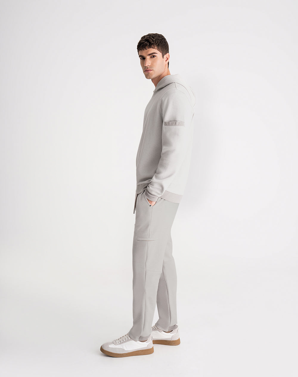 Buzo en algodón con capucha gris hombre