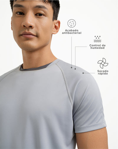 Camiseta deportiva  hombre control humedad gris