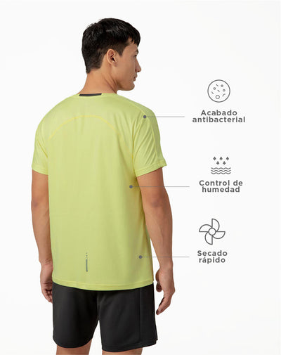 Camiseta deportiva  hombre control humedad verde