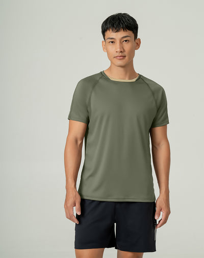 Camiseta deportiva  hombre control humedad verde militar