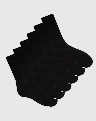 Medias deportivas para hombre largas en algodón alcolchadas pack x6unds negras