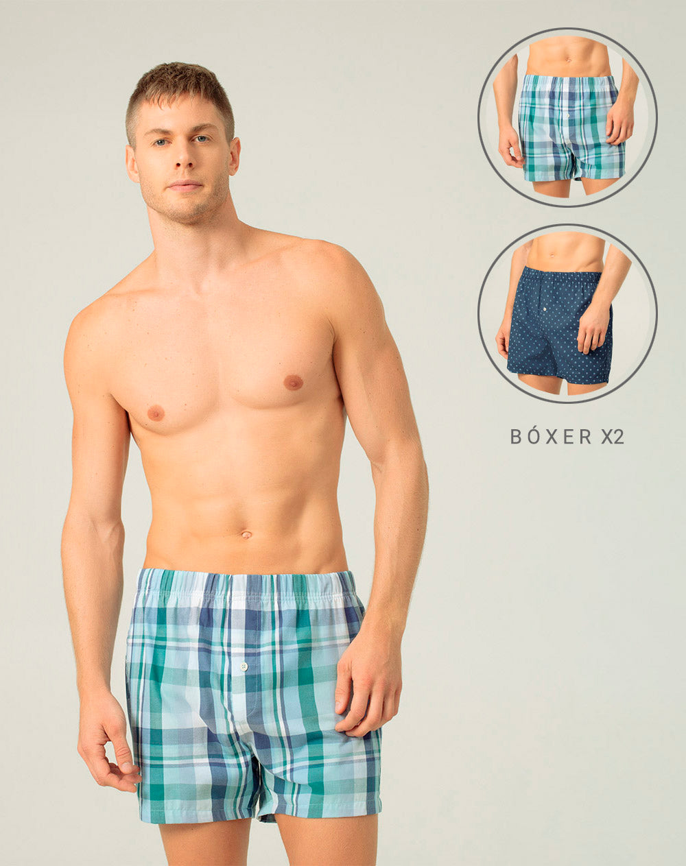 Boxér medio algodón amplio x2unds surtidos