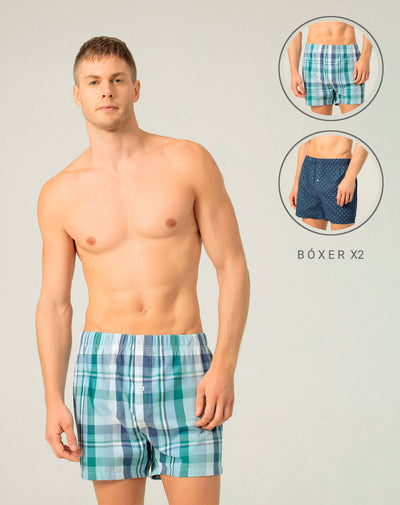 Boxér medio algodón amplio x2unds surtidos