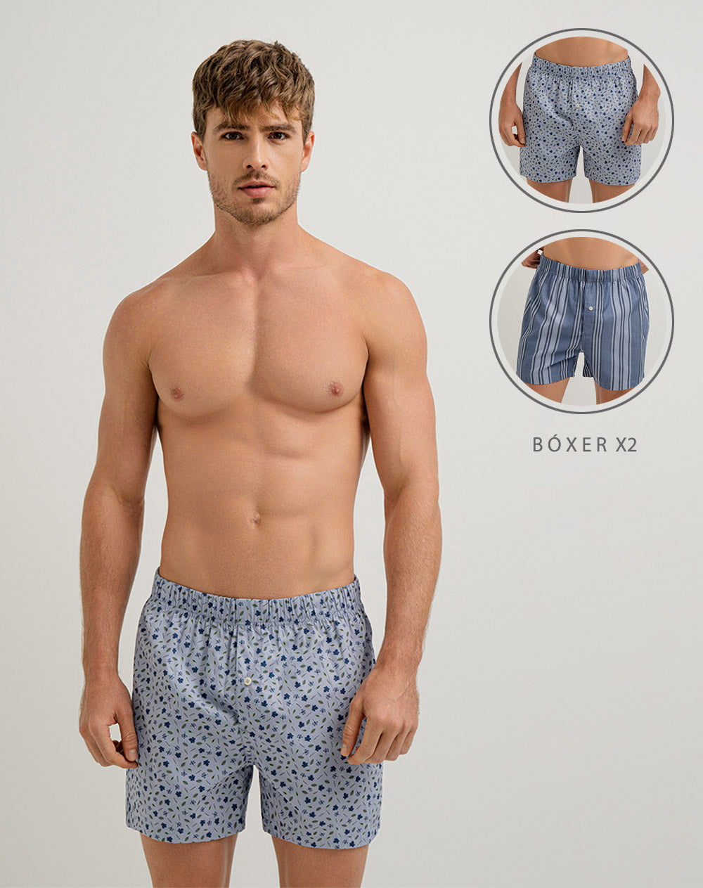 Boxér medio algodón amplio x2unds surtidos