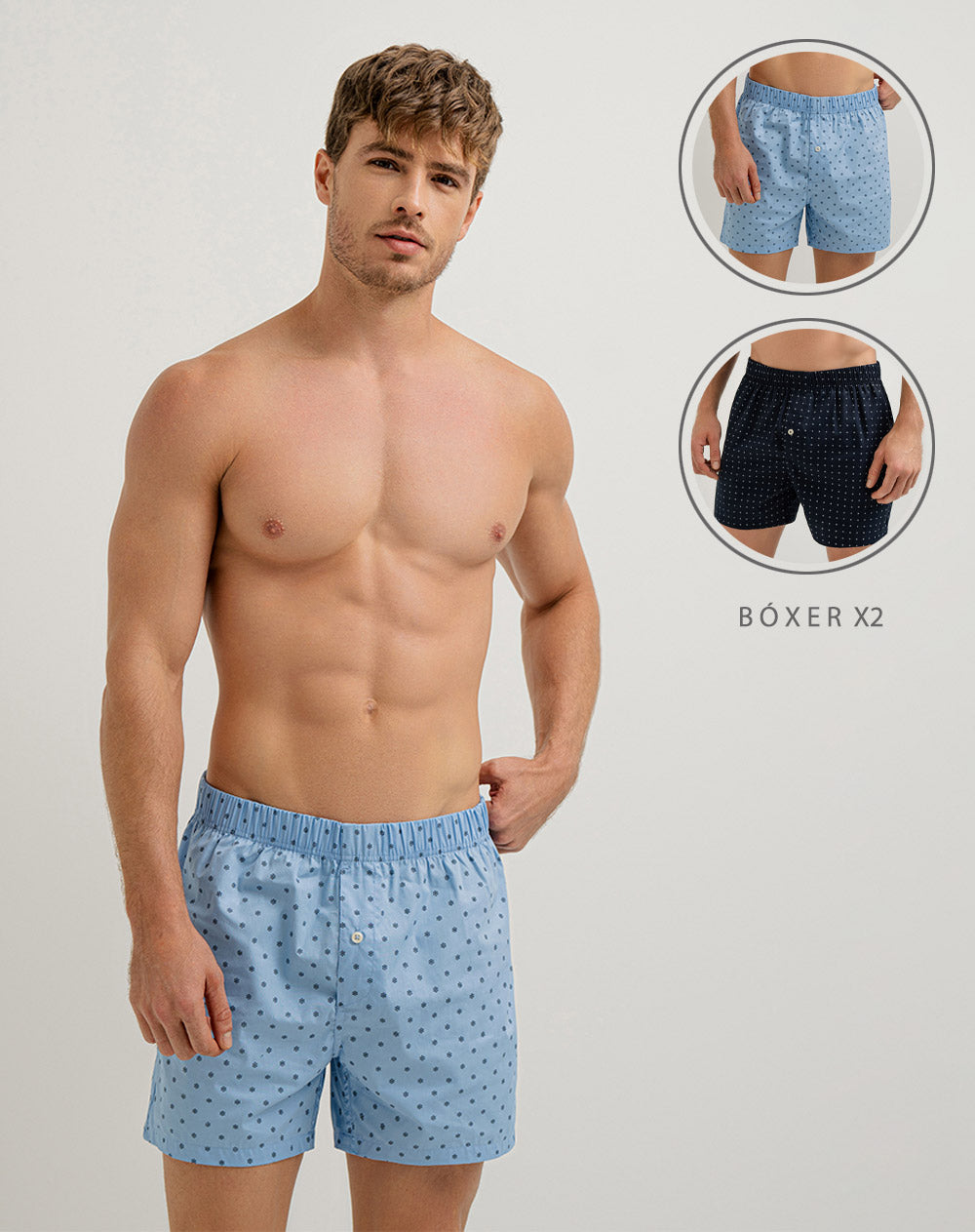 Boxér medio algodón amplio x2unds surtidos