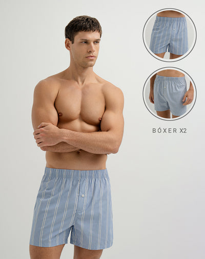Boxér medio algodón amplio x2unds surtidos
