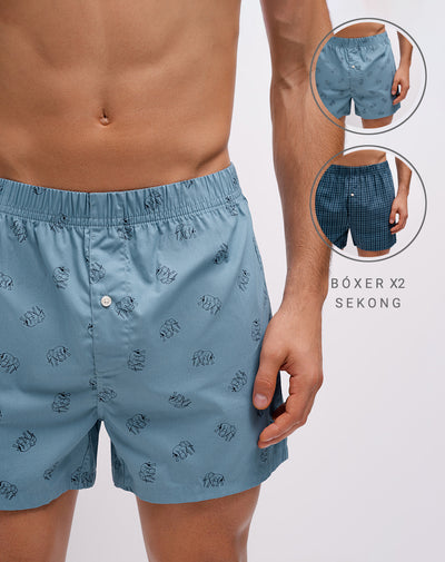 Bóxer medio algodón amplio x2unds surtido