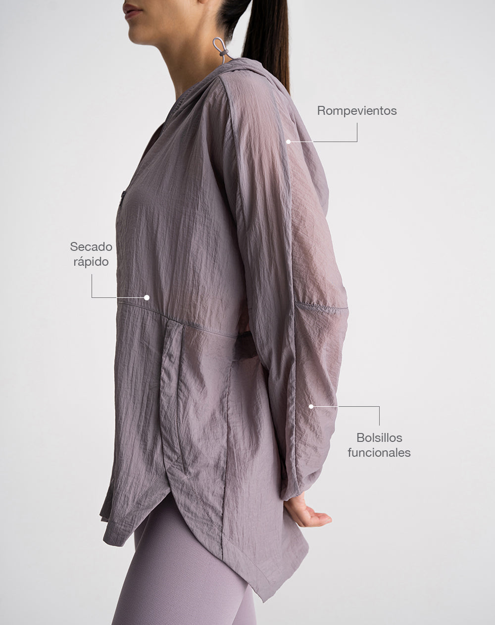 Chaqueta rompevientos morada mujer