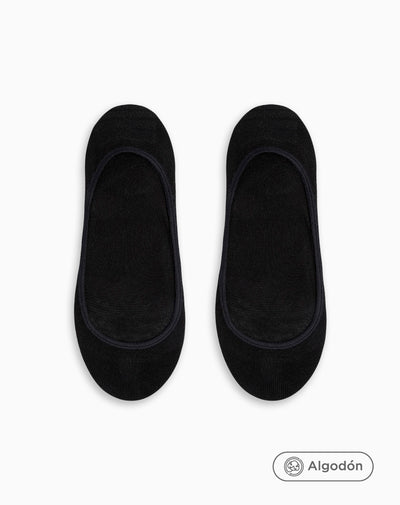 Medias mujer baleta antidelizante en talón pack x2 negro