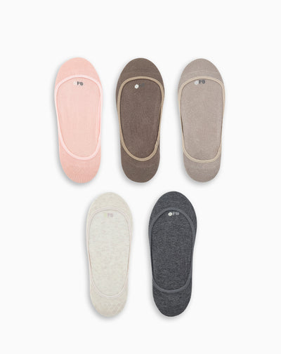 Medias mujer baleta antidelizante en talón pack x5 surtido