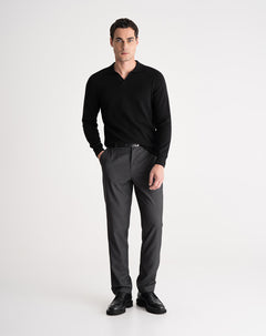Pantalón recto elástico en cintura gris hombre