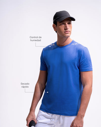 Camiseta deportiva control humedad azul hombre
