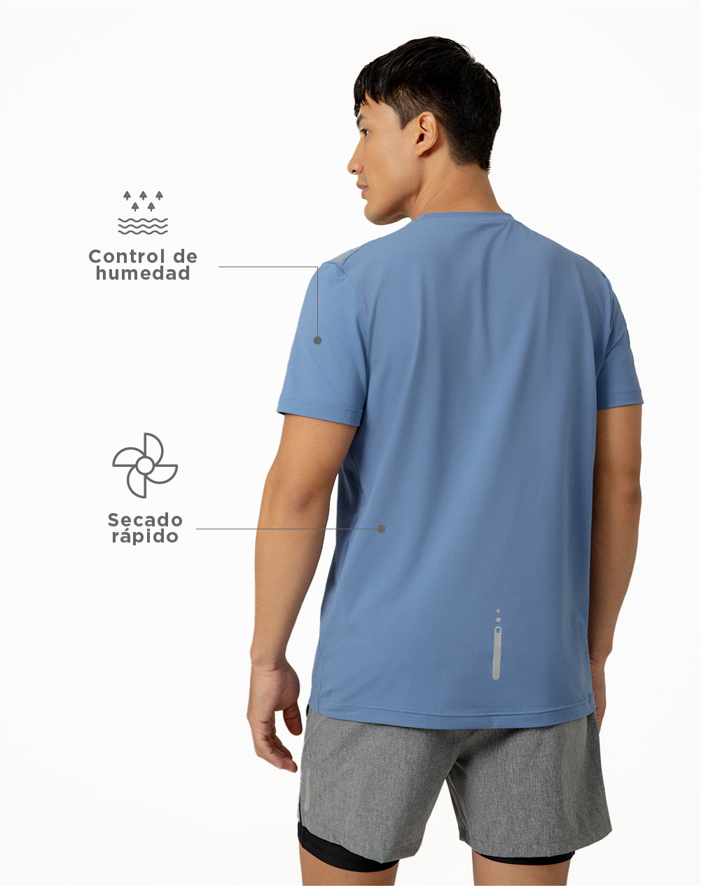 Camiseta deportiva  hombre control humedad azul