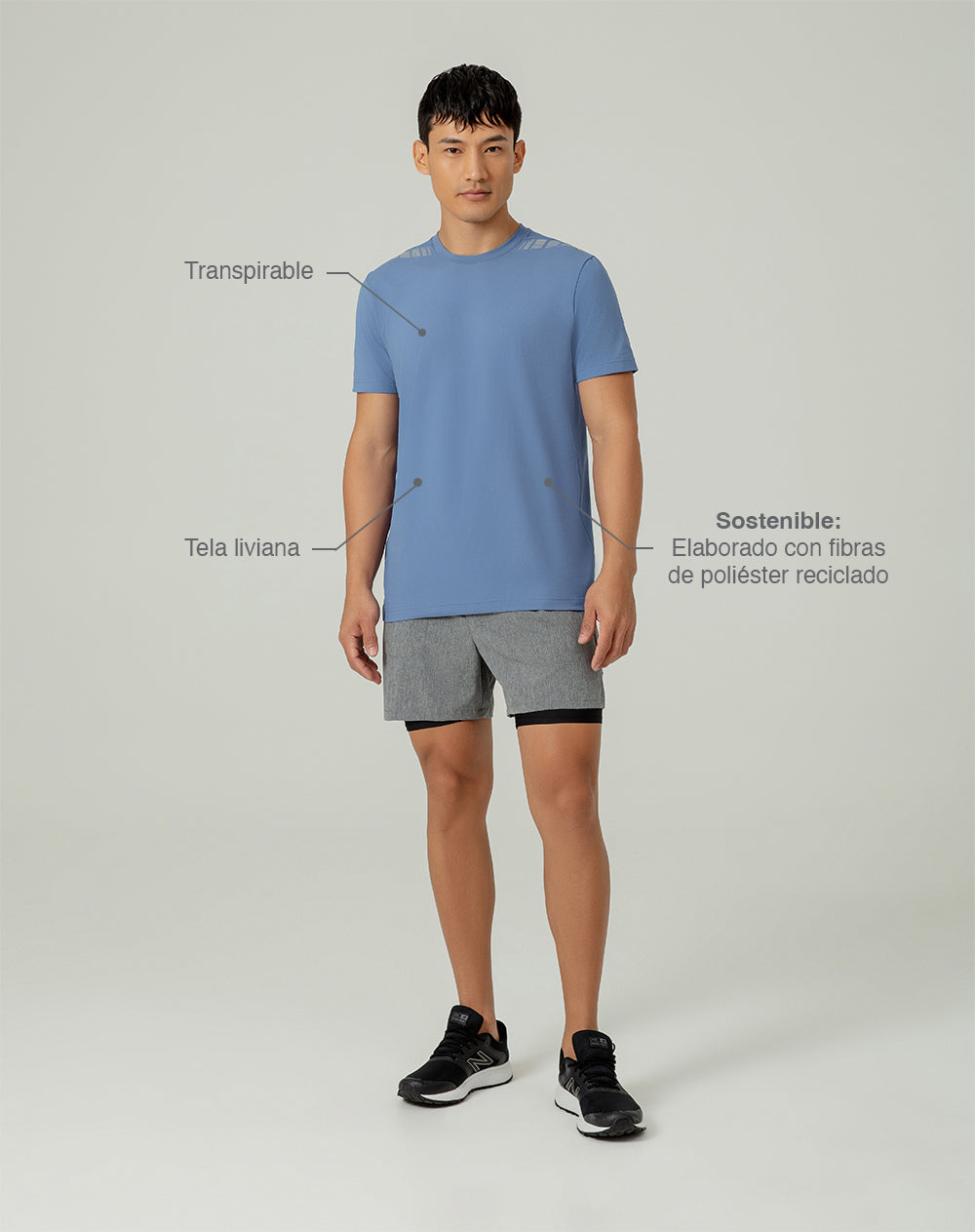 Camiseta deportiva  hombre control humedad azul