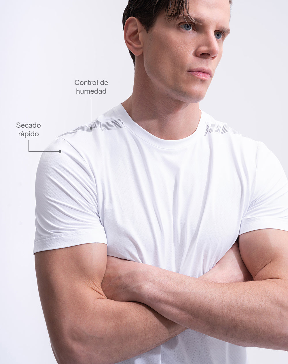 Camiseta deportiva control humedad blanca hombre