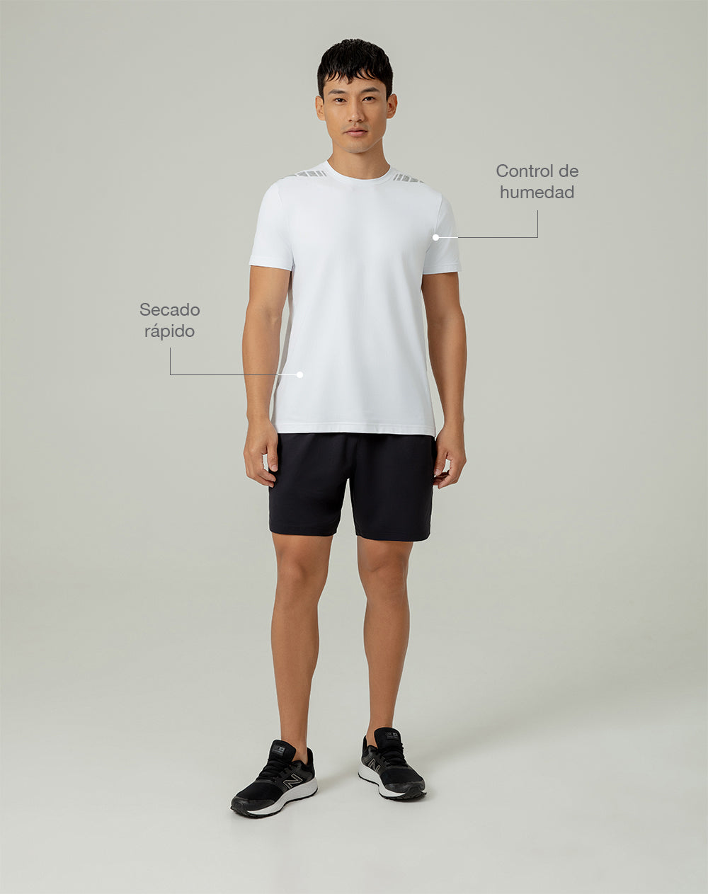 Camiseta deportiva control humedad blanca hombre