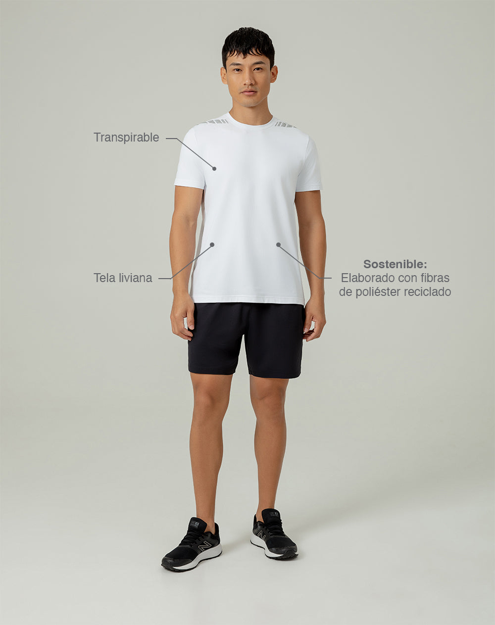 Camiseta deportiva  hombre control humedad blanca