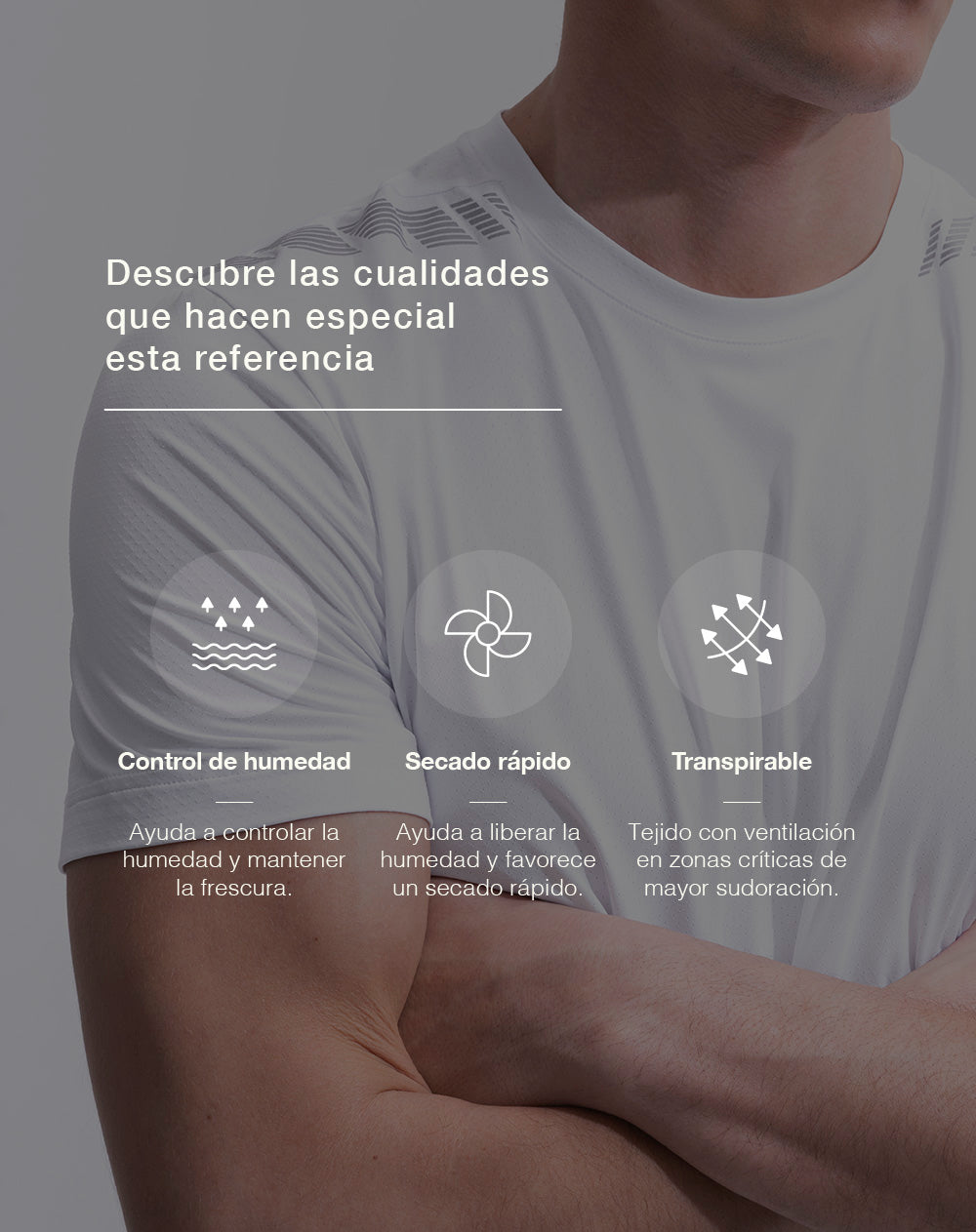 Camiseta deportiva control humedad blanca hombre