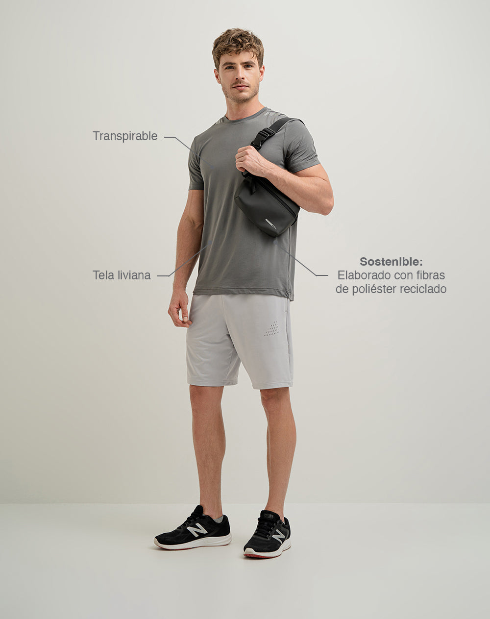 Camiseta deportiva  hombre control humedad gris