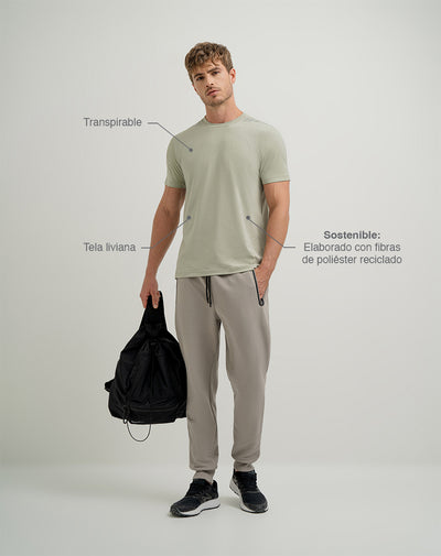 Camiseta deportiva  hombre control humedad verde