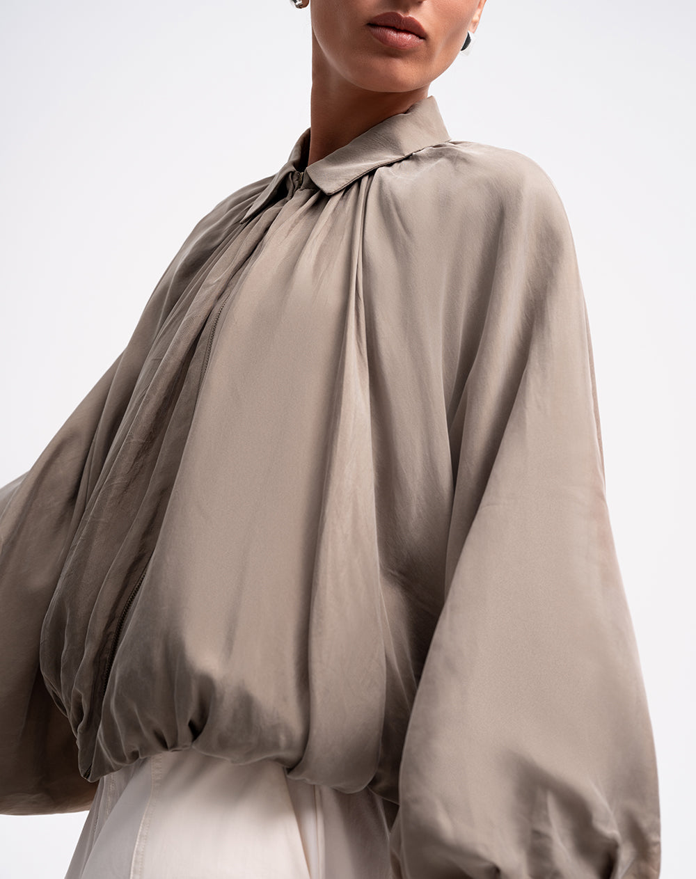 Chaqueta bomber oversize café mujer