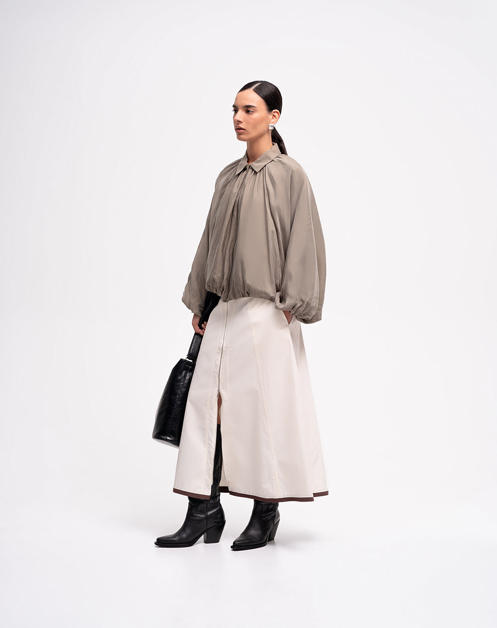 Chaqueta bomber oversize café mujer