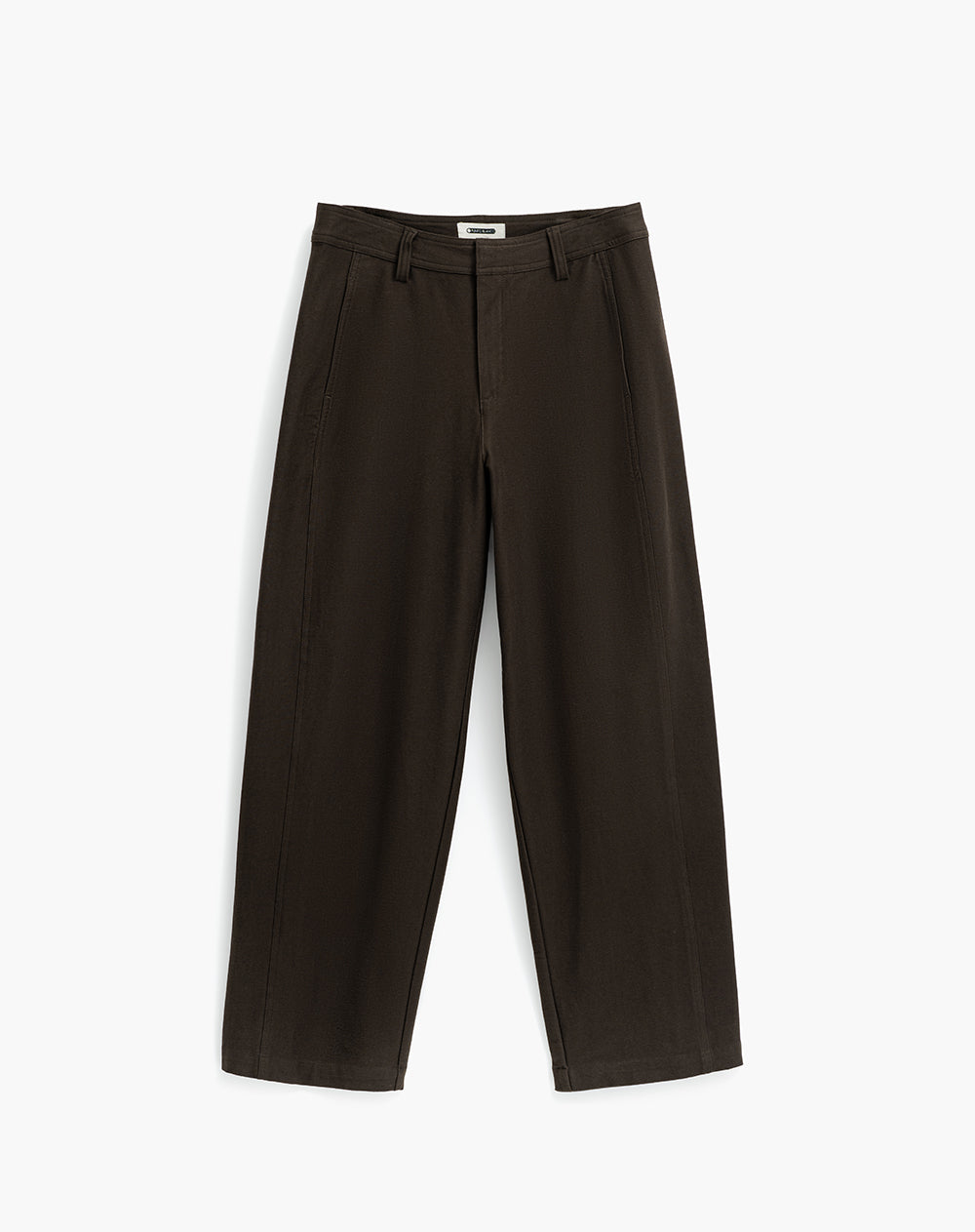 Pantalón wide leg tiro alto drill café mujer