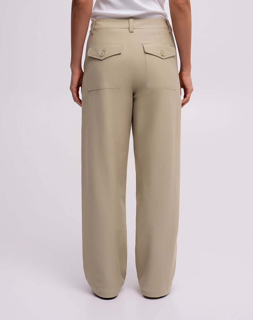 Pantalón wide leg tiro alto habano mujer