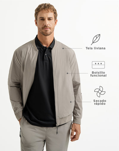 Chaqueta tipo bomber taupe para hombre