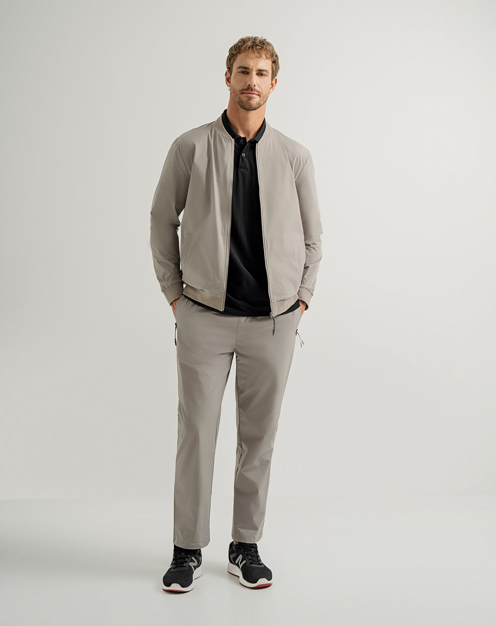 Chaqueta tipo bomber taupe para hombre
