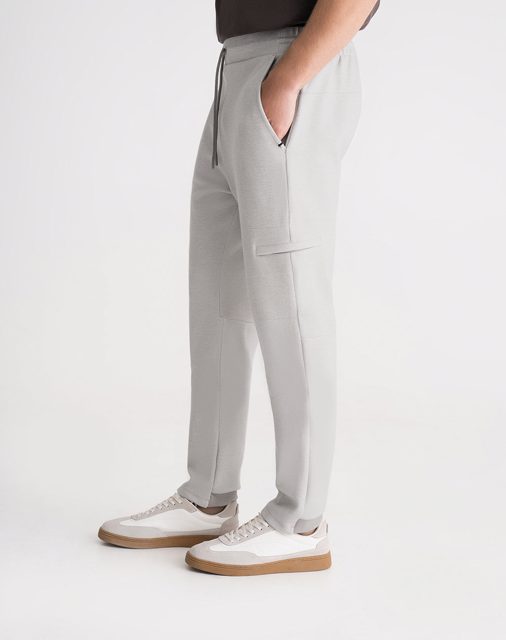 Jogger regular fit tiro medio taupe