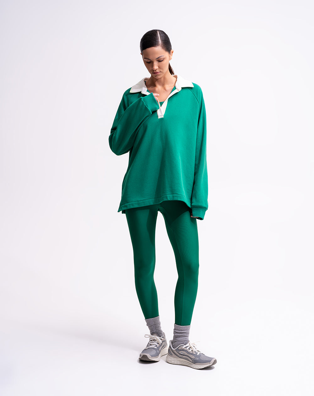 Buzo tipo polo verde mujer