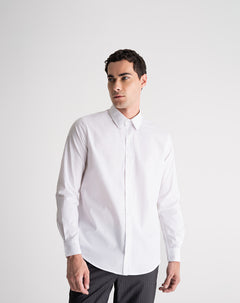 Camisa manga larga regular blanca hombre