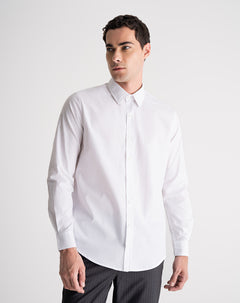 Camisa manga larga regular blanca hombre