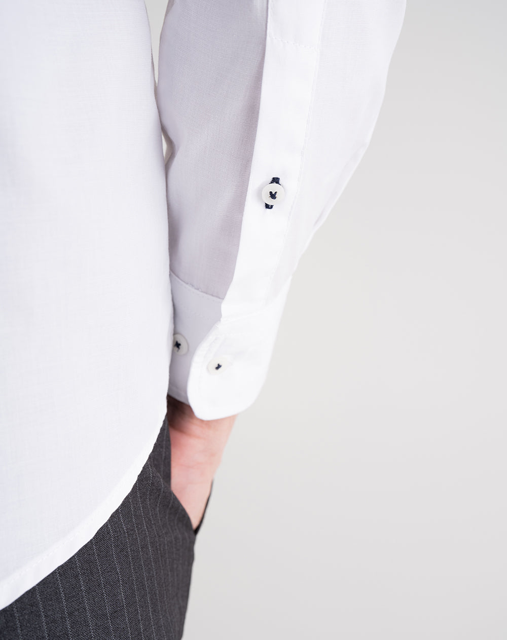Camisa manga larga regular blanca hombre