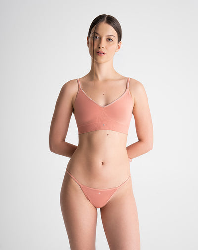 Panty brasilero en seamless tiro bajo rosado