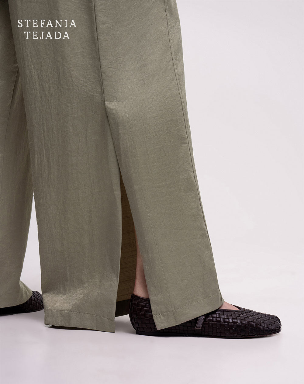 Pantalón wide leg  tiro alto habano Stefania Tejada