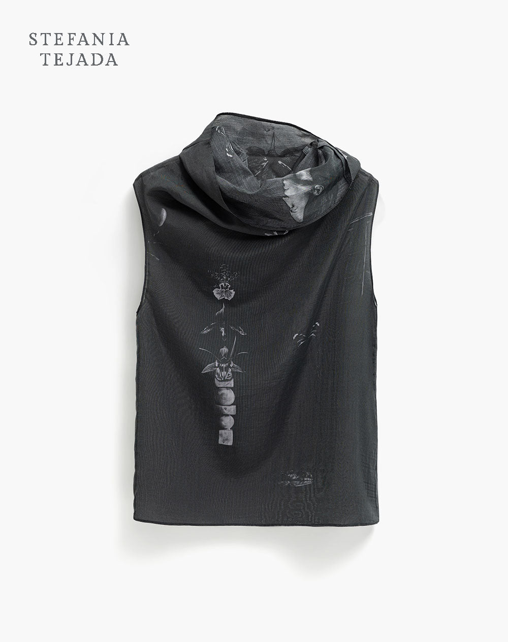 Blusa cuello alto drapeado estampada Stefania Tejada
