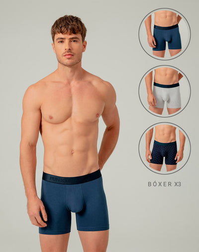 Boxér medio ajustados x3unds surtidos